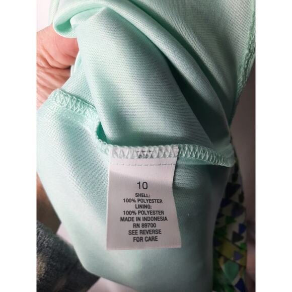 Roz & Ali Green Purple Triangle Shape dress Size 10 - Picture 9 of 9